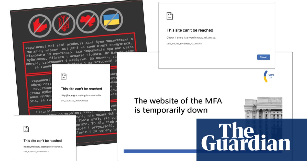 Ukraine has been hit by a “massive” cyber-attack, with the websites of several government departments including the ministry of foreign affairs an