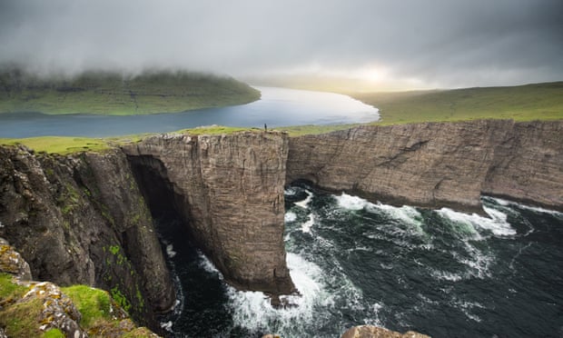 View of Lake Sørvágsvatn as seen from Trælanípa, Faroe Islands