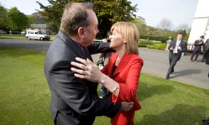 Alex Salmond hugs Nicola Sturgeon