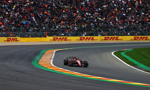 Carlos Sainz Jr on his way to second in qualifying and pole position on Sunday's starting grid.
