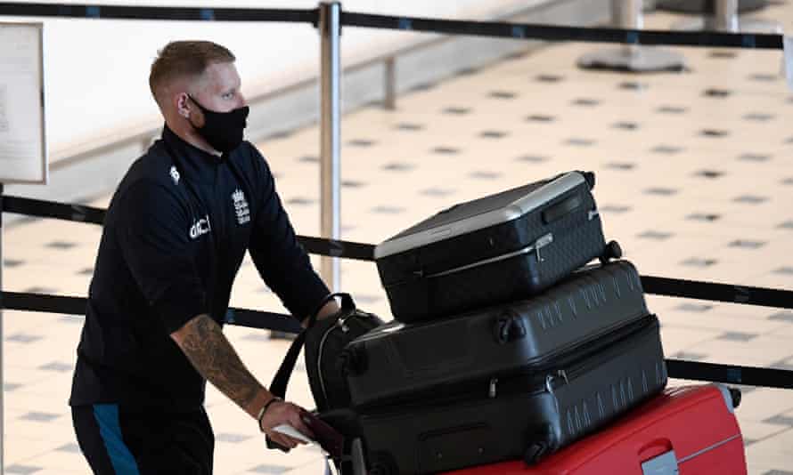 Ben Stokes arrives at Brisbane airport with the rest of England’s travelling Ashes squad.