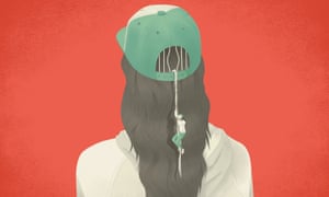 woman climbing out of the back of her own head