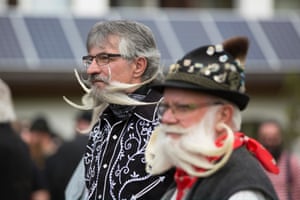 Contestants of the World Beard And Mustache Championships pose for a picture during the opening ceremony of the Championships 2015