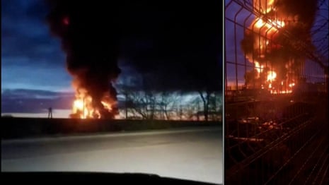 Fire engulfs Russian oil deposits in Smolensk region – video