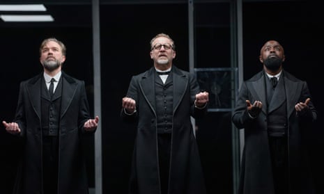 Excellent … (from left) Hadley Fraser,  Nigel Lindsay and Michael Balogun in The Lehman Trilogy at the Gillian Lynne theatre, London. 