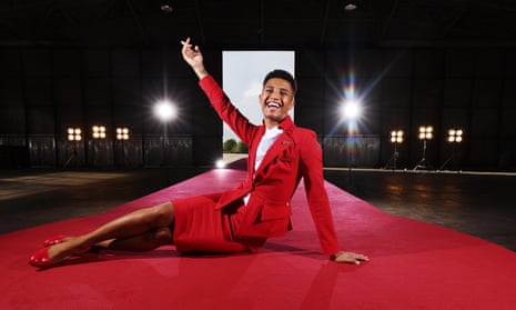 Virgin Atlantic crew member on a red carpet