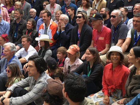 Luddy between Werner Herzog and Julie Huntsinger in Telluride, 2019.