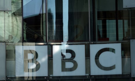 Signage is seen at the BBC Broadcasting House offices and recording studios in London.