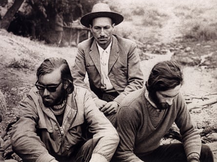 Nando Parrado and Roberto Canessa with Sergio Catalán Martinez, the shepherd that they stumbled upon, who sounded the alarm.