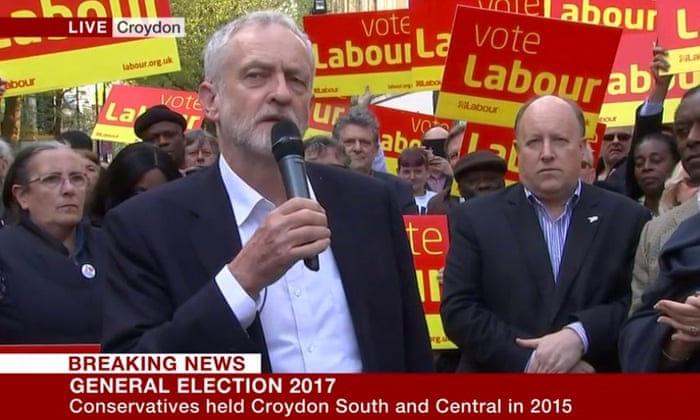Jeremy Corbyn speaking in Croydon.
