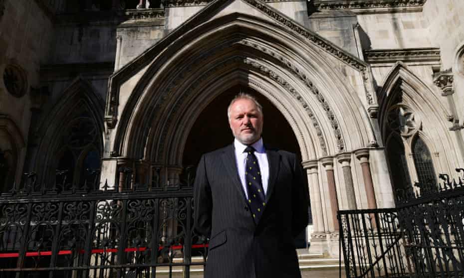 Harry Miller outside the Royal Courts of Justice in London