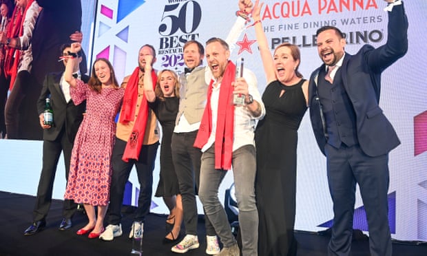 Rasmus Kofoed and Søren Ledet (C) from Copenhagen’s Geranium, has been named The World’s Best Restaurant 2022 during The World’s 50 Best Restaurants Awards ceremony 2022 in London, England.