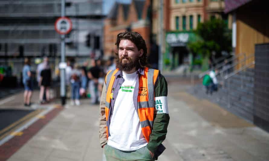 Clayton Clive, branch secretary of RMT Manchester South, pictured by a picket at the bottom of Station Approach.