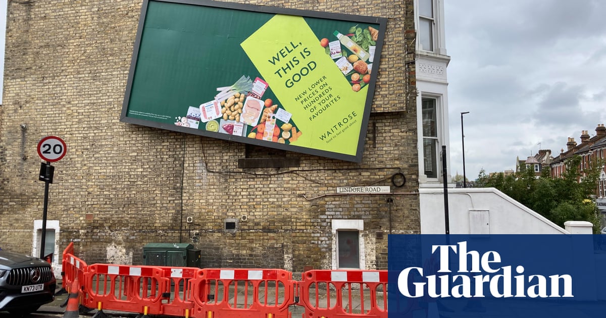 Wonky Waitrose billboard fenced off by London council as stunt backfires | Waitrose