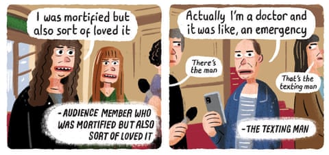 Collins cartoon on man who texted in a theatre, panel 5