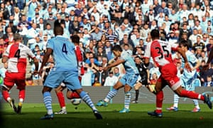 Sergio Agüero scores Manchester Cityâs title-winning goal against Queens Park Rangers in 2012.