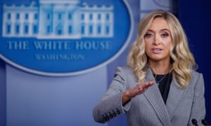 Kayleigh McEnany responds to a question from the news media during a press briefing at the White House on Friday.