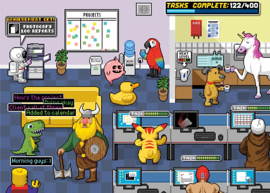 Illustration of avatars in an office