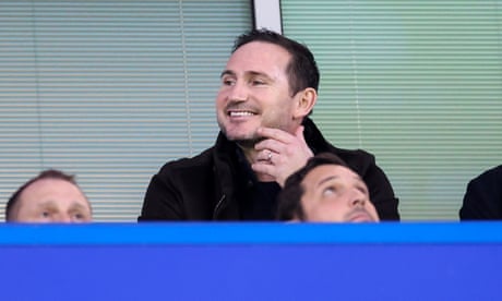 Frank Lampard watching Chelsea’s game at home to Liverpool on Tuesday night.