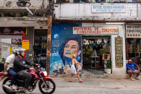 A mural of Marielle Franco, a renowned Black councilwoman assassinated in 2018, painted in Lapa