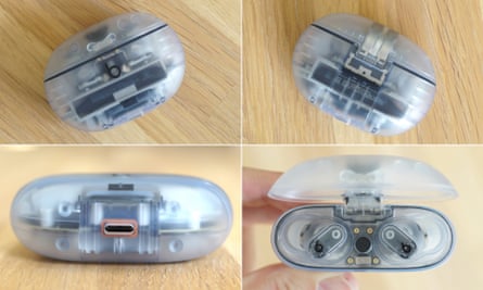 O Beats Studio Buds+ fotografado de vários ângulos diferentes.