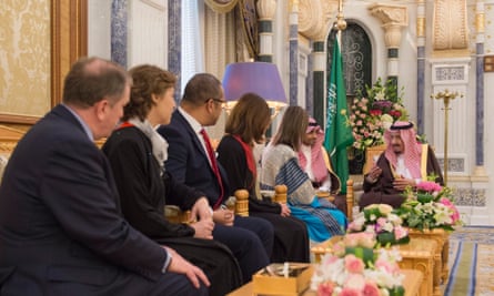 King Salman of Saudi Arabia meets a delegation of Conservative politicians in 2017.