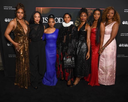 Vivica A Fox, Tessa Thompson, Kara Young, Janelle Monáe, Aleshea Harris, Mallori Johnson and Erika Alexander at the Is God Is premiere
