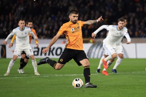 Wolves Ruben Neves misses from the spot.