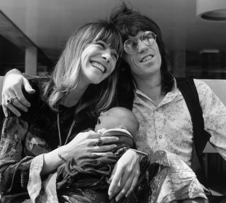 Anita Pallenberg and Keith Richards present their son Marlon to the world in 1969.