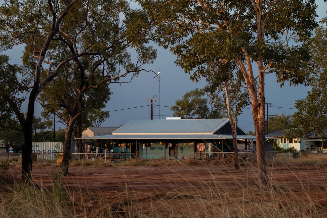 A house seen at sunset at remote Aboriginal community, Binjari.