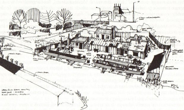 Peter White’s drawing showing his scheme to create an authentic canal repair yard at the Black Country Museum in Dudley