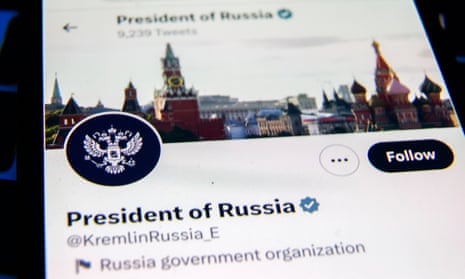 President of Russia Twitter account on a screen
