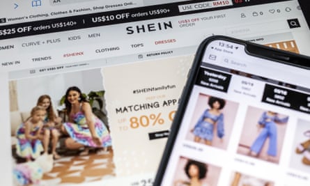 shein website on phone and computer screens