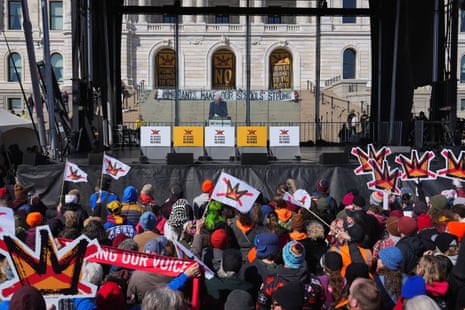 U.S. Senator Bernie Sanders (I-VT) speaks behind a glass during a