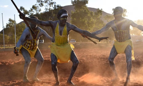 Dancers from East Arnhem Land at the opening ceremony for the National Indigenous constitutional convention in Mutitjulu, near Uluru, on 23 May.