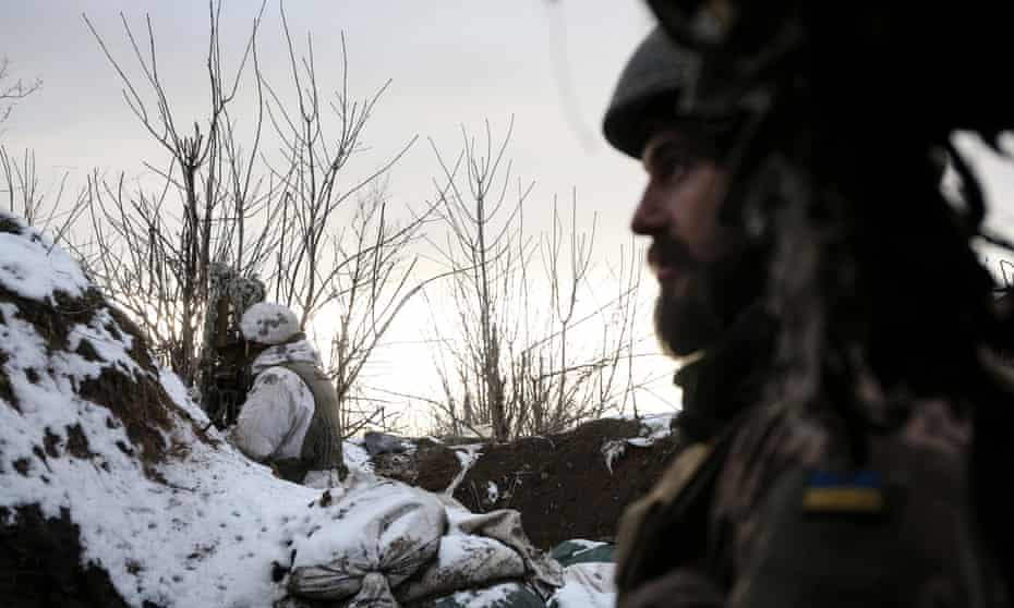 Ukrainian servicemen earlier this year on the frontline with Russian-backed separatists in Donetsk.