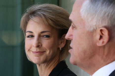 Malcolm Turnbull and the employment minister, Michaelia Cash, just after the ABCC passed and the backpacker tax failed