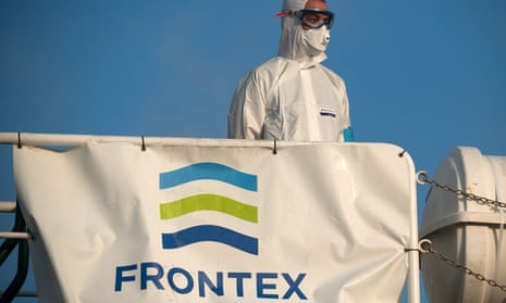A member of Frontex on a patrol vessel
