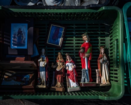 Several figurines of St Barbara for sale at a flea market