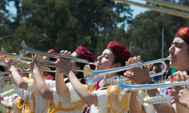A Syrian marching band plays at this year’s Eltham festival