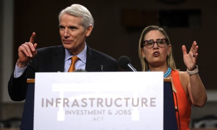 Rob Portman and Sinema answer questions from the press.