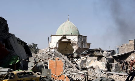 The ruined Grand al-Nuri mosque after it was retaken by Iraqi forces.