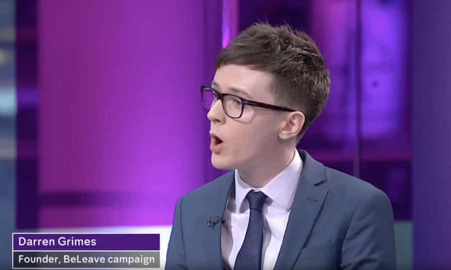 Darren Grimes appearing on Channel 4 during the referendum.