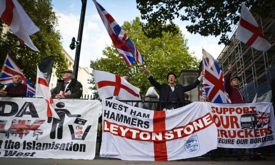 Pegida UK and English Defence League hold a joint anti-refugee protest