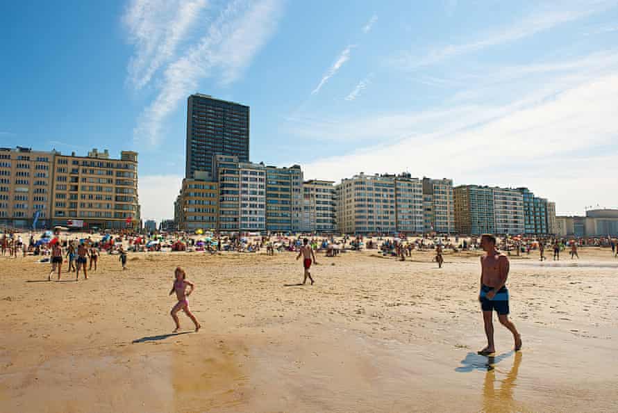 The beach in Ostend, Belgium. The popular coastal town is in the province of West Flanders.
