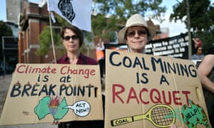 Climate change protesters at the 2020 Australian Open tennis tournament.