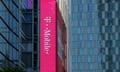 Pink T-Mobile logo on side of building