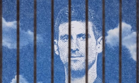 A billboard in Belgrade depicts Novak Djokovic behind bars. 