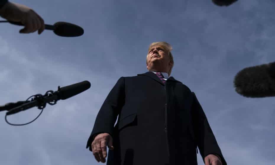 Donald Trump<br>President Donald Trump talks with reporters before boarding Air Force One for a trip to Los Angeles to attend a campaign fundraiser, Tuesday, Feb. 18, 2020, in Andrews Air Force Base, Md. (AP Photo/Evan Vucci)