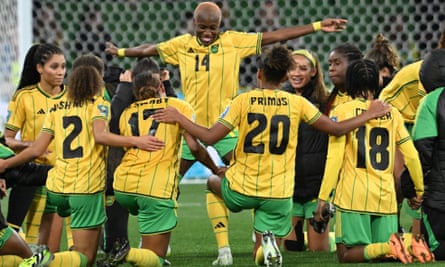 Jamaica players celebrate 
